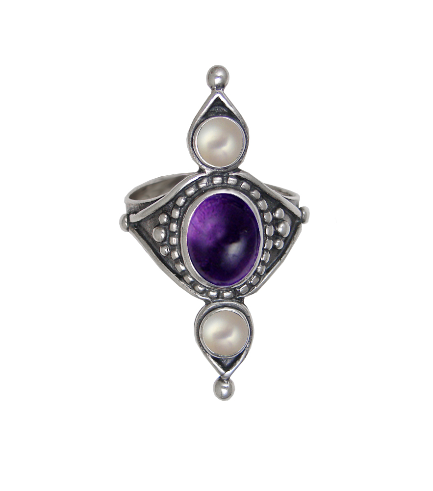 Sterling Silver Royal Ring With Amethyst Size 10